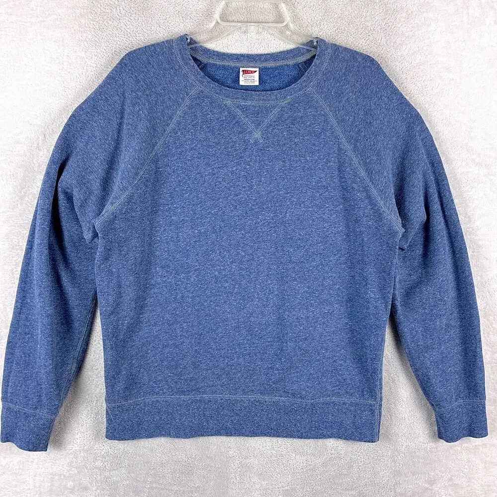 J.Crew Sportswear Sweatshirt Men M Blue Reverse Weave V Stitch Preppy Classic